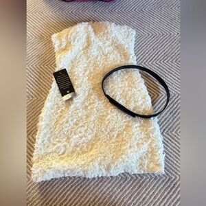 NWT Bebe White Textured Dress with Black Accent